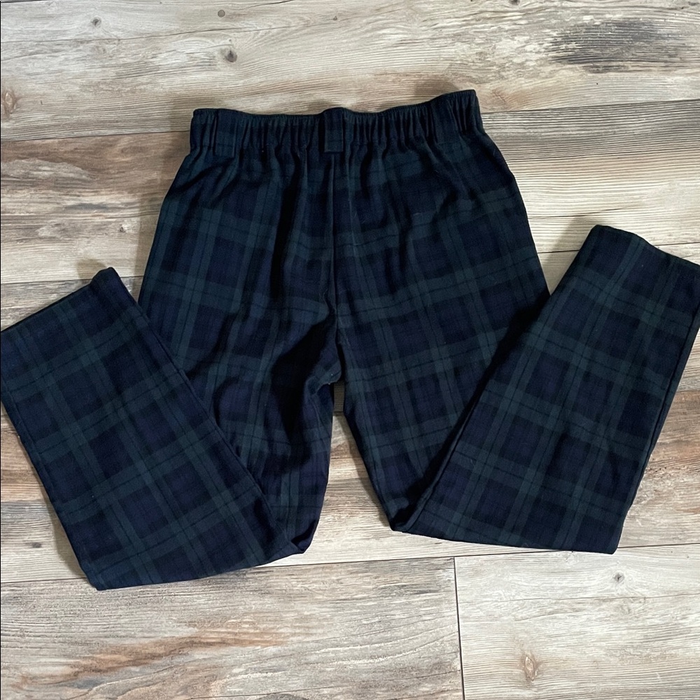 HALARA navy blue and Dark Green Plaid Straight Leg Pants